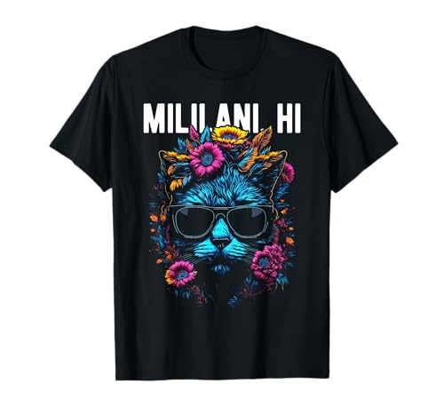 Mililani HI USA - Figura decorativa, diseño de gato y flores Camiseta