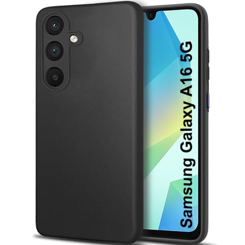 Image of TheGiftKart Sleek Back Cover Case for Samsung Galaxy A16 5G | Slim Fit Protective Design | Ultra Matte Finish | Camera Protection Bump | Soft Silicon Back Cover Case for Samsung A16 (Silicone, Black)