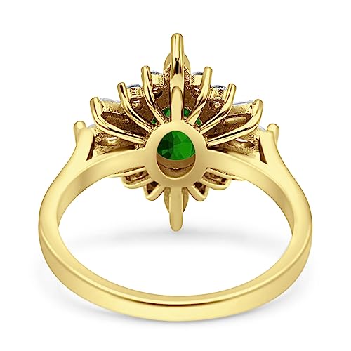 OMRANII Art Deco Vintage Style Halo Oval Anniversary Engagement Ring Marquise Baguette Round Simulated Cubic Zirconia Stones 925 Sterling Silver3