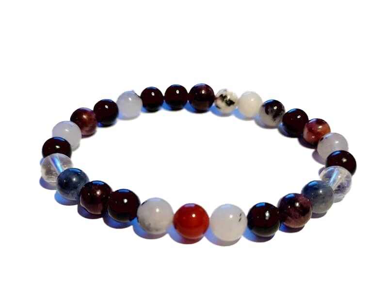 Bracelet méditation en quartz tourmaliné et grenat pour harmonie