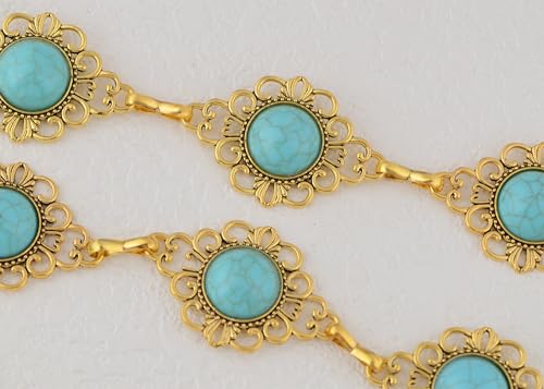 Anna-Kaci Women's Vintage Turquoise Geometry Adjustable Chain Belts for Dress Country Concert Outfit3