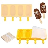 Fimary Large Popsicle Molds Set with Lid (Upgrade), 4 Cavities Homemade DIY Ice Pop Molds Oval, Food...