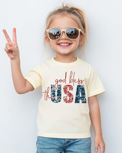 Toddler Boys 4th of July Shirt, Girls Kids USA Red White and Blue Shirts, American Flag Patriotic Tee 2-8T4