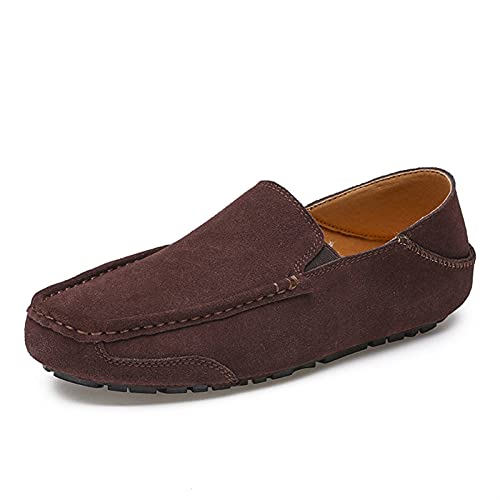 Mens Men's Loafers Genuine Leather Suede Vamp Round Toe Stitching Details Comfortable Resistant Flexible Lightweight Flat Heel Classic Slip On