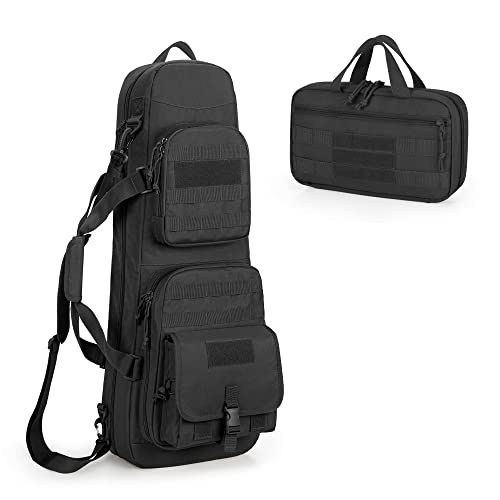 Dsleaf 28” Double Short Barrel Rifle Case With Pistol Magazine Storage Bag For 2 Rifles And 23 Magazines, Black #TOP12