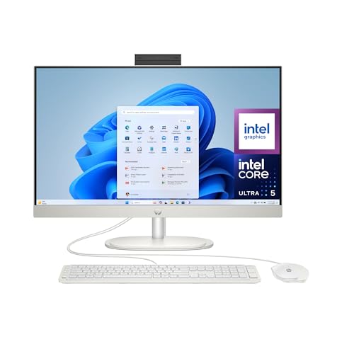 HP 27-cr2002ss - Ordenador de 27' Full HD con Cámara, Teclado y Ratón Inalámbricos (Intel Core Ultra 5 225U, 32GB RAM, 1TB SSD, Intel UHD Graphics, Windows 11) Blanco - Teclado QWERTY Español