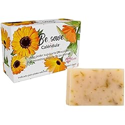 Jabon Artesanal Para Bebés E-NN LOVE. Jabón Natural Vegano. Be Save. Caléndula. Antiinflamatorio y Cicatrizante. Extra Suavidad. 100g. Hecho En España.