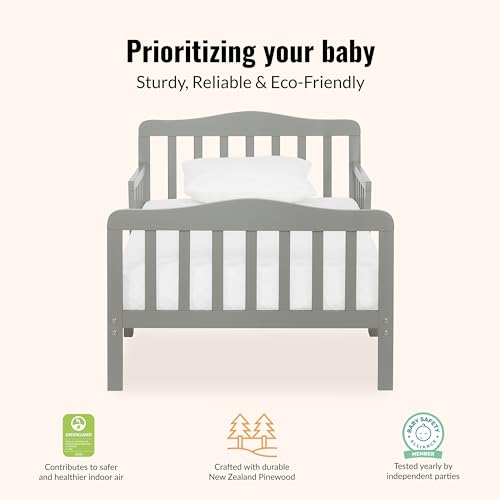 Image of Dream On Me Classic Design Toddler Bed, GREENGUARD Gold, Cool Grey