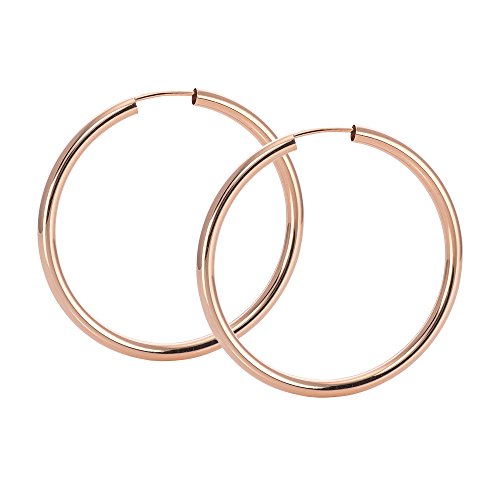 MATERIA #SO-362 - Pendientes de aro para mujer de plata 925 chapados en oro rosa, 40 mm, flexibles, incluye caja de regalo