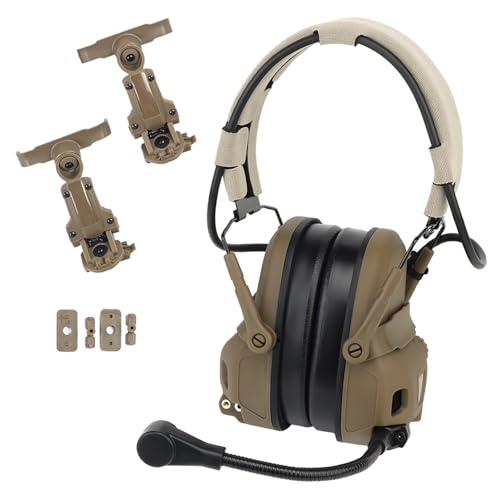 CZMYCBG Tactical Headset Shooting, Hunting Pickup Earmuff for OPS Core ARC and Wendy Helmet, 2 In 1 Head Mounted(Brown)