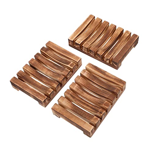 Zerodeko 3 Uds Jabonera De Madera Soporte De Esponja para Fregadero Jabones Naturales De Bandeja De Jabón Escurridor De Fregadero Bandeja De Jabón Soporte De Caja De Jabón Soporte De Cover