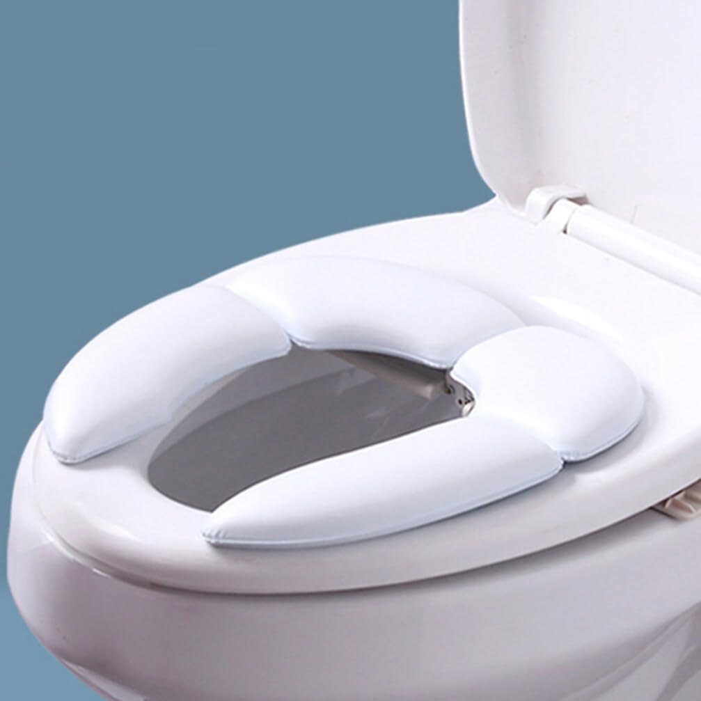 Alasum Toilet Seat Cushion, Soft Padded Bathroom Attachment Donut Seat Cover Kids Potty Training Toilet Seat Pad for Handicap, Adults, Coccyx Tailbone Pain Relief, 19.00X17.00X2.00CM, White