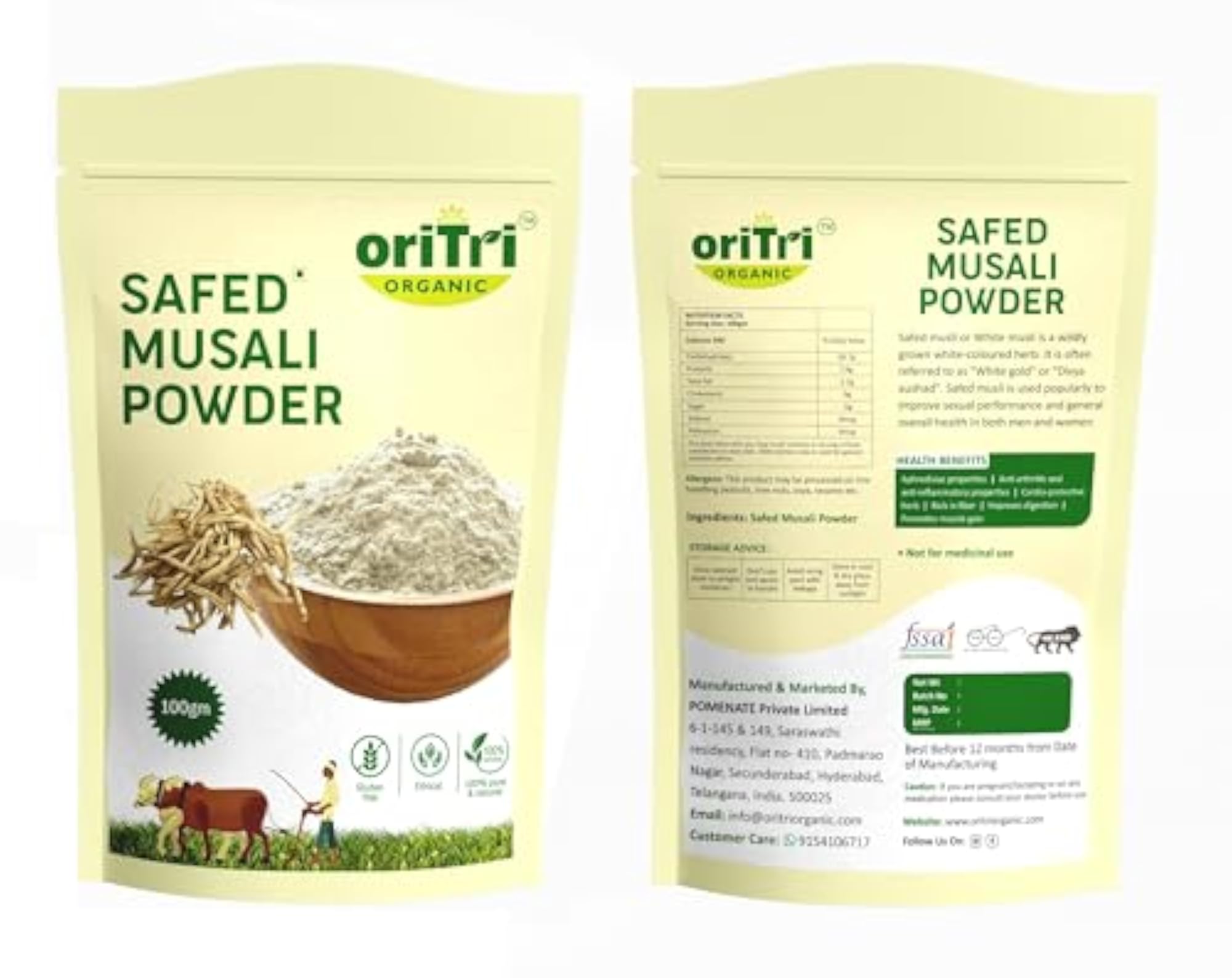 Oritri Organics Safed Musli Root Powder for Vitality