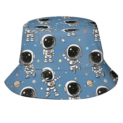 USMEISANSHI Chapeaux bob unisexes pliables pour l'extérieur, l'été, les voyages, la randonnée, la plage, pour homme et femme, Astronaute de dessin animé., Taille unique