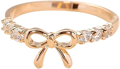 Bagues délicates pour femmes, bagues de promesse pour elle, bagues de mariage empilables pour femmes bague empilable nœud papillon Utile et attrayant