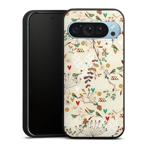 Coque Google Pixel 9 Pro silicone etui souple retro oiseau fleurs DeinDesign