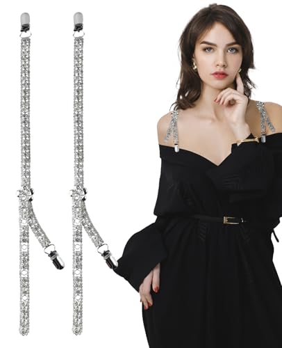Rhinestone Shoulder Straps for Women - 1 Pair Adjustable Dress Straps (13.8