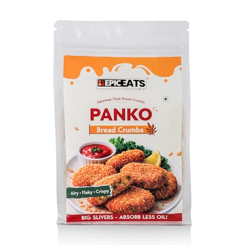 Image of Epiceats Panko Bread Crumbs | Original Japanese Style Breadcrumbs | Crispy Bread Crumbs for Fried Chicken, Cutlets, Fish Fry & Snacks | Plain Unseasoned Breadcrumb Coating | Absorbs Less Oil | Soya Free & Nut Free - 475g