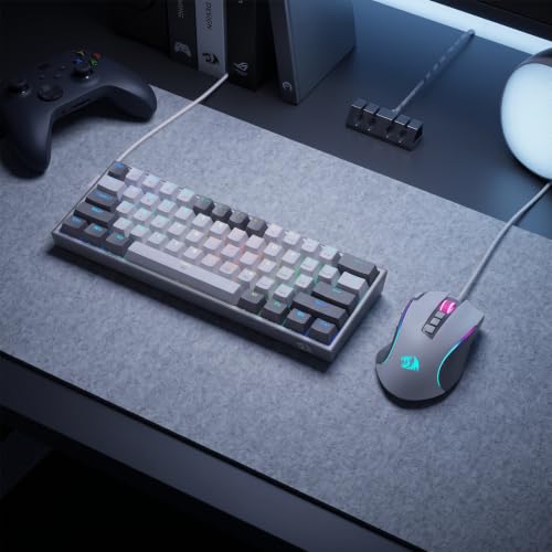 Image of Redragon CB201 Gaming Keyboard & Mouse Combo, 61 Keys K617 Wired RGB Gaming Keyboard and 8000 DPI Wired M612 Gaming Mouse Bundle, White