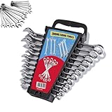 Jogo de Chaves Combinadas Cromo-Vanádio 6-22mm com Suporte Organizador, Kit Profissional 12 Peças para Reparos Automotivos e Industriais, Ferramentas Antidesgaste