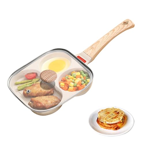 Opiniones de Sarten de vidrio comprados en linea. 48 AMZYYDS Sartén Antiadherente de 3 Agujeros con Tapa de Vidrio,Sartén de Aluminio con,de Cuatro Orificios Multifuncional para Huevos Fritos, (blanco 3 agujeros)