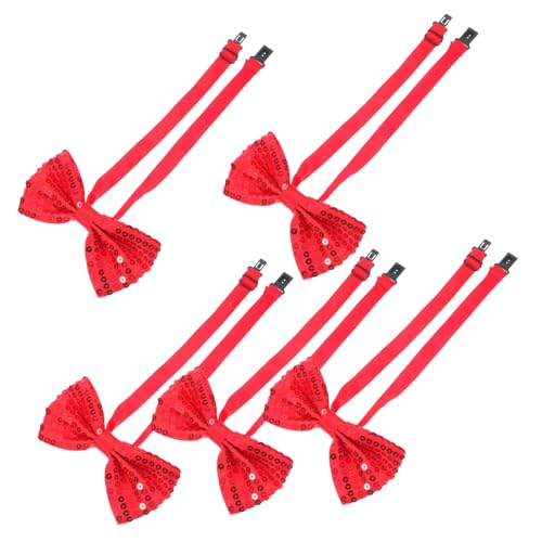 CIMAXIC 5pcs Children's Sequin Bow Ties Uniform Bow Tie for Party Glitter Sequin Necktie Pre-tied Self Options
