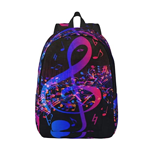 OCELIO Sac à dos léger en toile de poulpe pour homme et femme - Sac à dos de voyage pour ordinateur portable, Note de musique galaxie colorée., M