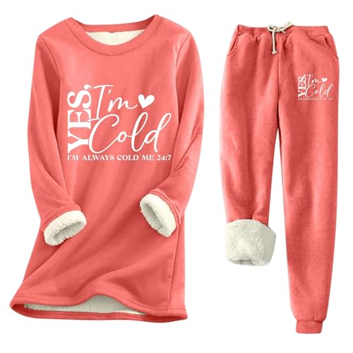 Ensemble d'hiver chaud pour femme YES I'm Cold imprimé avec coupe slim fit confortable