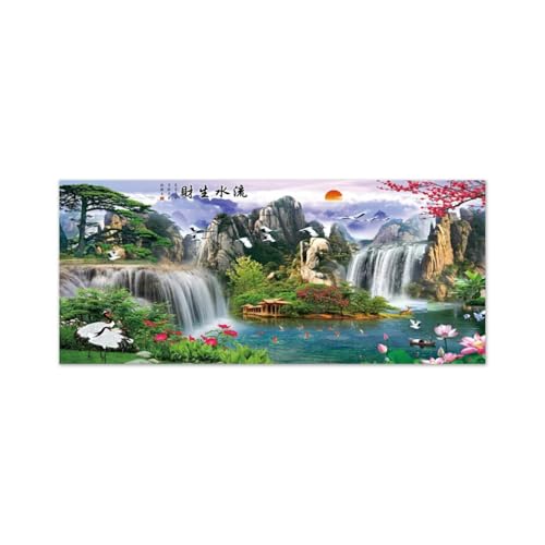 Impression sur toile fleur arbre cascade tableau chinois