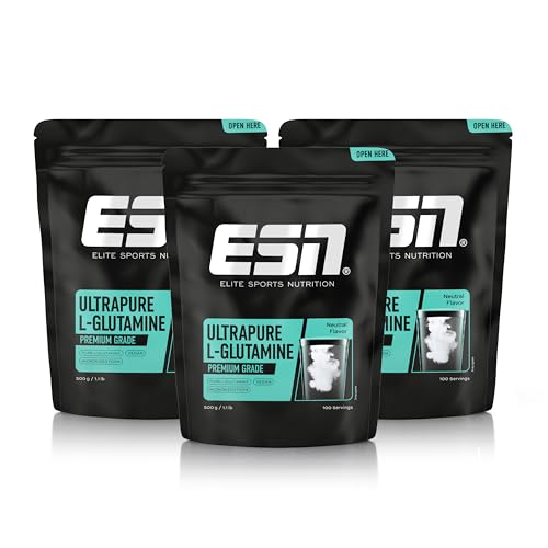 ESN Ultrapure L-Glutamine, 3 x 500 g Pulver, Aminosäure - made in Germany