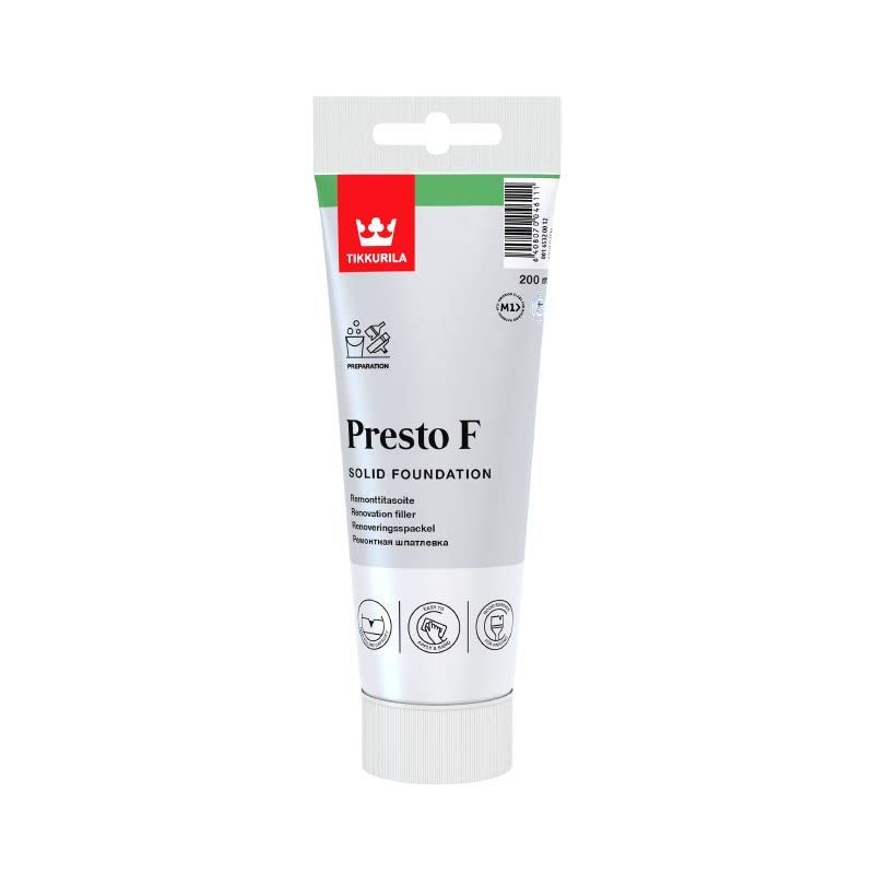 Tikkurila Presto F - Ready Mixed Renovation Filler For Walls & Ceilings (Pre-Painting Treatment) - 0.25 Litre