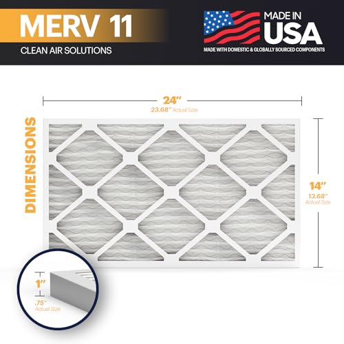 Image of BNX TruFilter 14x24x1 Air Filter MERV 11 (2-Pack) - MADE IN USA - Allergen Defense Electrostatic Pleated Air Conditioner HVAC AC Furnace Filters for Allergies, Pet, Smoke, Allergy MPR 1200 FPR 7