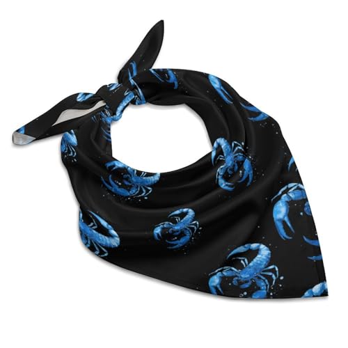 Watercolor Scorpion Bandanas Face Mask Square Scarf Headwear Silk Head Scarves Lightweight Wrap Neck Scarf