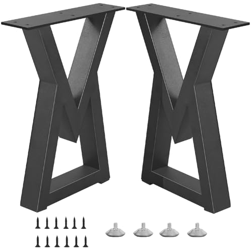 18 '' Metal Table Legs Bench Legs for DIY Furniture, Coffee Side & End Table, Nightstand, Modern Desks, Heavy Duty Black Chair Feets (H18 x W13, V Shape)
