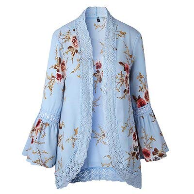 3nh Women’s Cardigan Lace Shirt Ladies Clothes Plus-Size Summer Tops Cotton Sky Blue