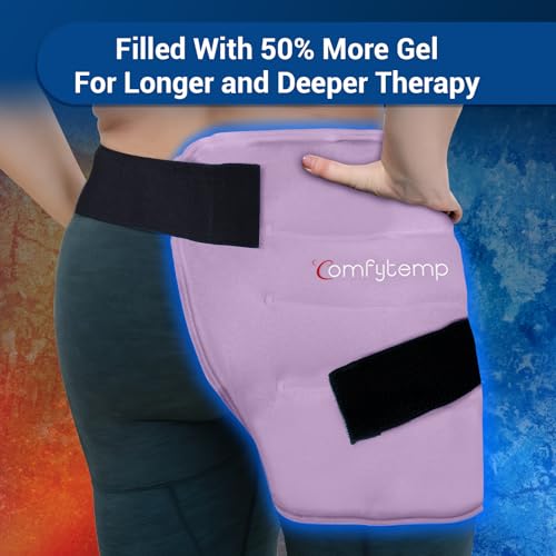 Image of Comfytemp Hip Ice Pack Wrap for Sciatica Pain Relief, Hip Replacement After Surgery, Reusable Gel Ice Pack for Injuries, Hot Cold Compress Recovery Items Physical Therapy Men Women, Purple (L /XL /2XL)