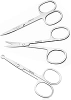 XUJINCN 3.5in Small Scissors 3-Pack: Curved & Round Tip Eyebrow, Nose, Ear, Facial Hair Trimmers for Men & Women