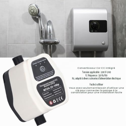 Pompe de Surpression D'eau, 100 W 24 V 25 L, Surpresseur de Pression D'eau de Douche Automatique Intelligent, Manuel et Contrôle du Débit D'eau (EU)