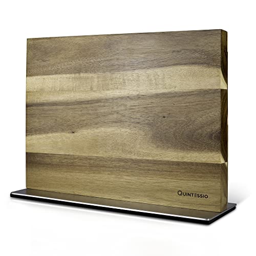 QUINTESSIO XL Premium Bloc à couteaux magnétique sans couteaux - porte-couteaux magnétique des deux côtés - Bloc à couteaux magnétique XL de haute qualité - Acacia