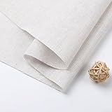 Tissu en coton et lin mélangé pour différents besoins de travaux manuels, idéal pour les tissus d'ameublement, les nappes, les oreillers et les projets de bricolage (blanc)