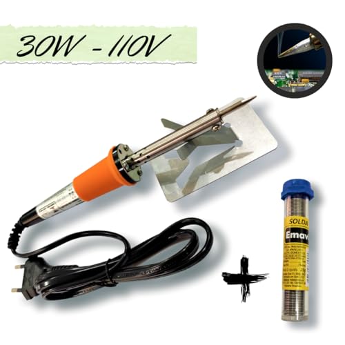 Ferro de Solda de 30W 110V / 127V + Tubo de Estanho 25g Lápis Elétrico Profissional com Suporte para