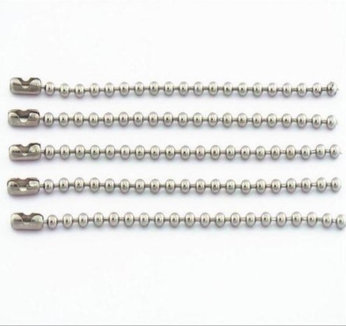 Kang Yuan 100 pcs Tag Chain Nickel Plated Steel Bead Silver Ball