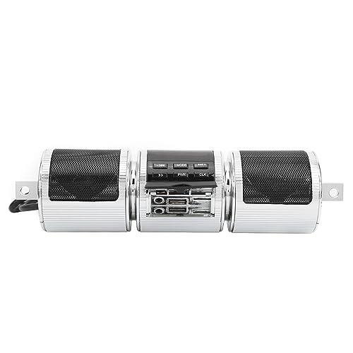 Haut-parleur moto stéréo étanche en alliage d'aluminium argenté 21x6cm