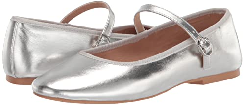 Steve Madden Women's Violette Mary Jane Flat, Silver Metallic, 9 #TOP6