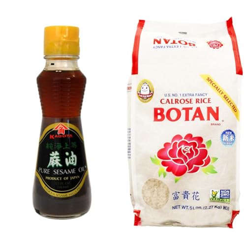 Kadoya 100% Pure Sesame Oil 5.5 oz and Botan Musenmai Calrose Rice 5 Pound Bundle - Japanese Cooking Essentials image 2
