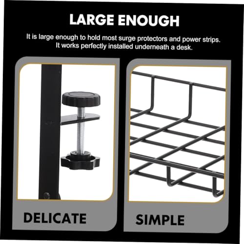 Organizador de cables para escritorio SECFOU con instalación sin taladro, gran capacidad para gestión de cables, soporte para almacenamiento de cables negro de 500 mm miniatura 4
