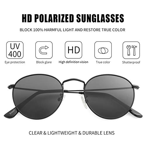 Image of Kursan Small Round Metal Polarized Sunglasses for Men Women Mirrored Lens Classic Circle Sun Glasses