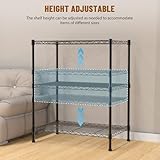 Rigogo 3 Tier Wire Shelving Unit, Metal Shelf Rack with Strong Steel for Kitchen Garage Pantry Garage, 300kg Capacity, 60x35x76cm, Black - Image 5