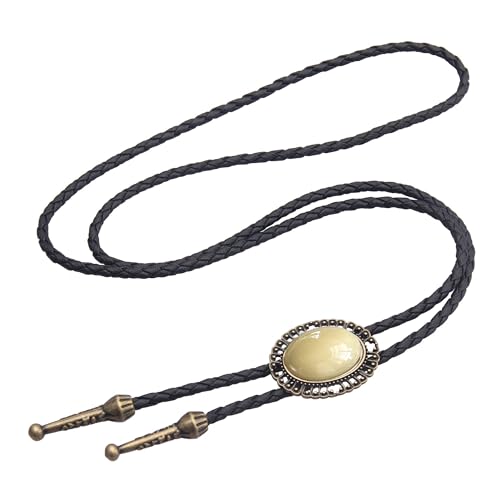 Image of AZORA Western Cowboy Bolo Tie Men Leather Necktie Leather Cord Turquoise Stone Bolo Ties for Men Women