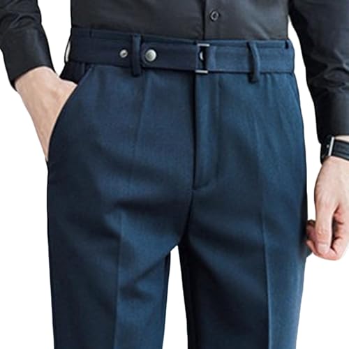 Men's Stylish Casual Dress Pants Solid Color Slim Fit Suit Pants Wrinkle-Resistant Straight Fit Work Pants​3